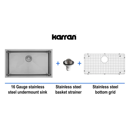 el 75 pk 1 stainless steel farmhouse undermount kitchen sink graphic1 karran Taps Depot Ltd.