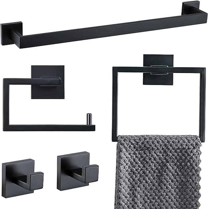 RUBY Bathroom Accessories Set - Matte Black
