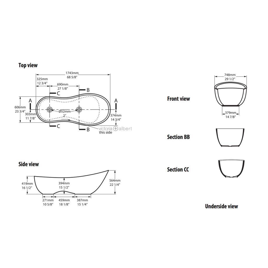 Victoria Albert Cabrits Freestanding Tub With Overflow Standard White 2 Taps Depot Ltd.