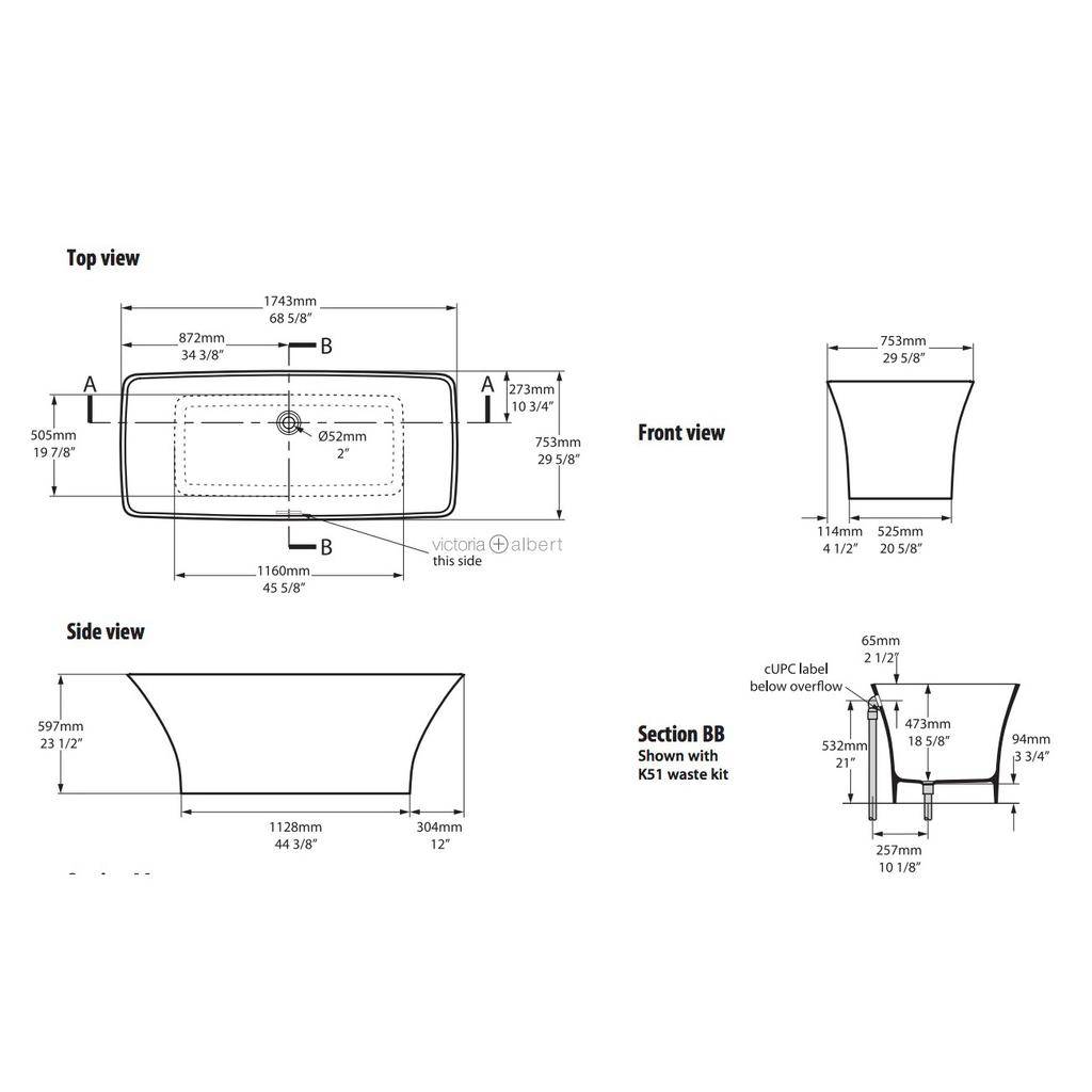 Victoria Albert Ravello Freestanding Tub With Overflow Standard White 2 Taps Depot Ltd.
