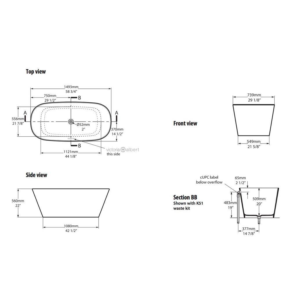 Victoria Albert Vetralla Freestanding Tub With Overflow Standard White 2 Taps Depot Ltd.