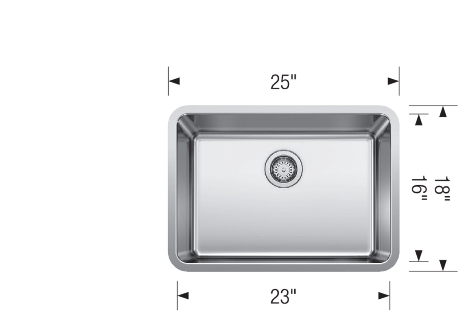 442766 Formera 25 Medium Single Stainless Kitchen Sink with Measurments TD1 Taps Depot Ltd.