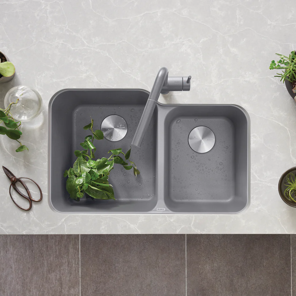 BLANCO 30"X20" VISION U 1.75 BOWL UNDERMOUNT SILGRANIT KITCHEN SINK
