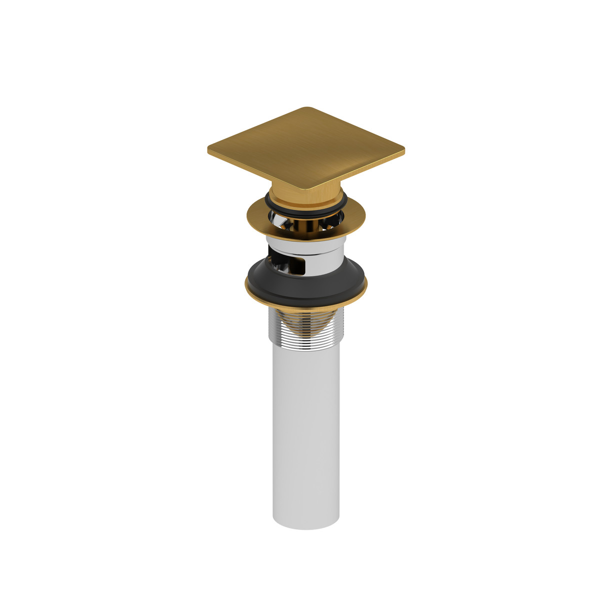 Riobel Push Drain With Overflow (Square) - Brushed Gold