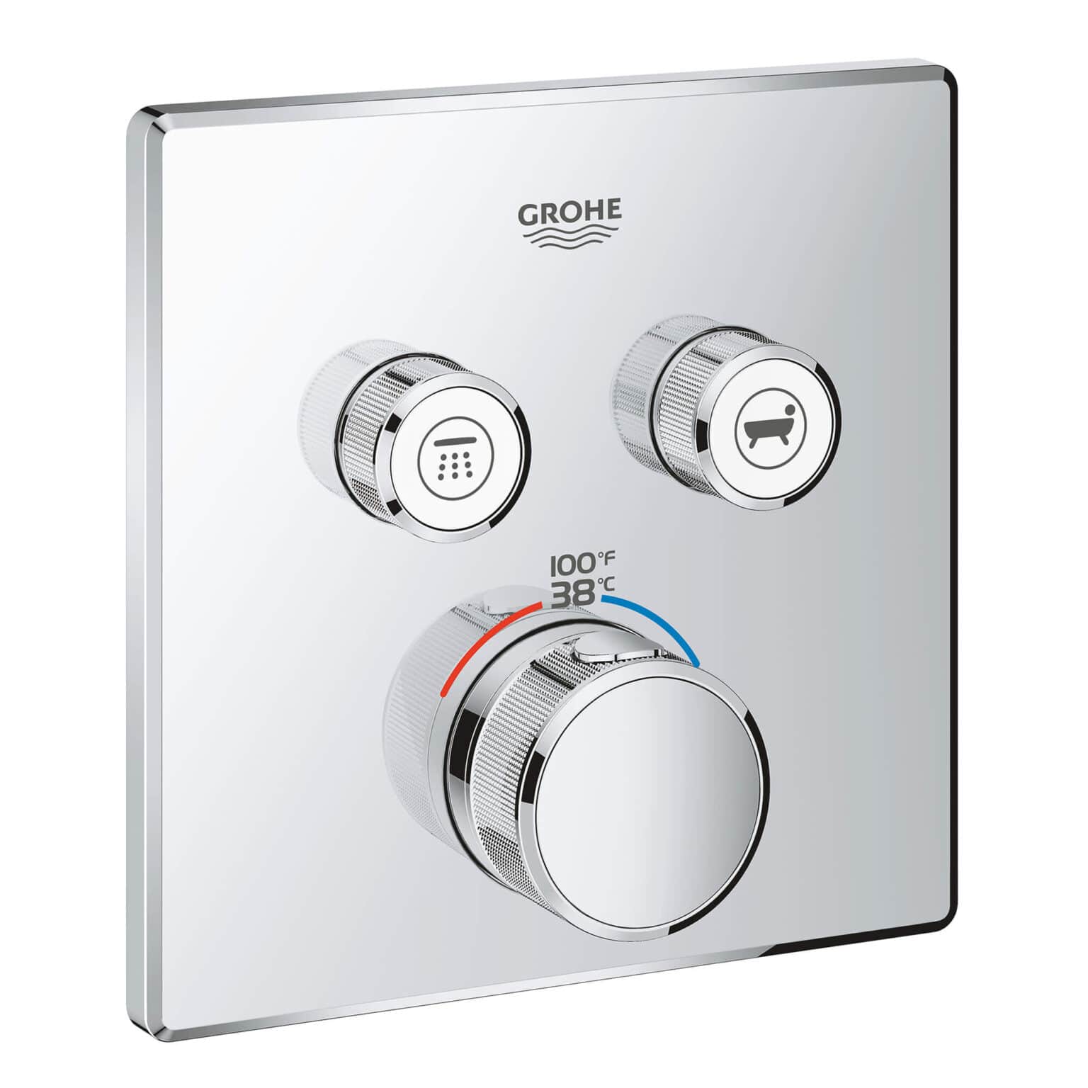 14759 29141000 grohtherm smartcontrol dual function thermostatic trim with control module starlight chrome original Taps Depot Ltd.