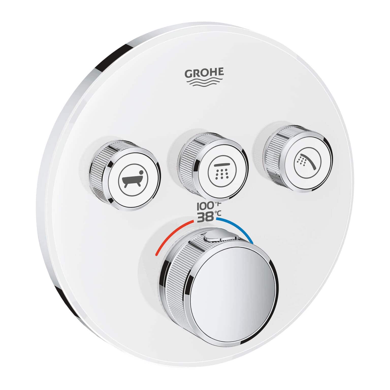 14764 29161ls0 grohtherm smartcontrol triple function thermostatic trim with control module moon white original Taps Depot Ltd.