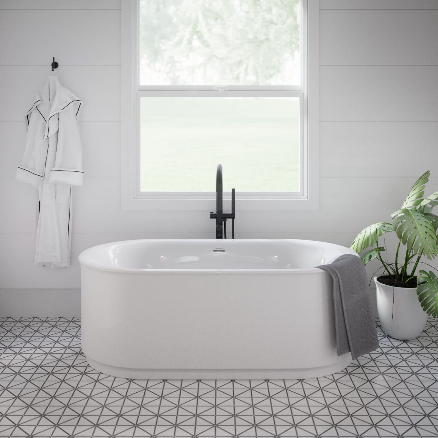 Studio® S 68 x 34-Inch Freestanding Bathtub Center Drain With Integrated  Overflow