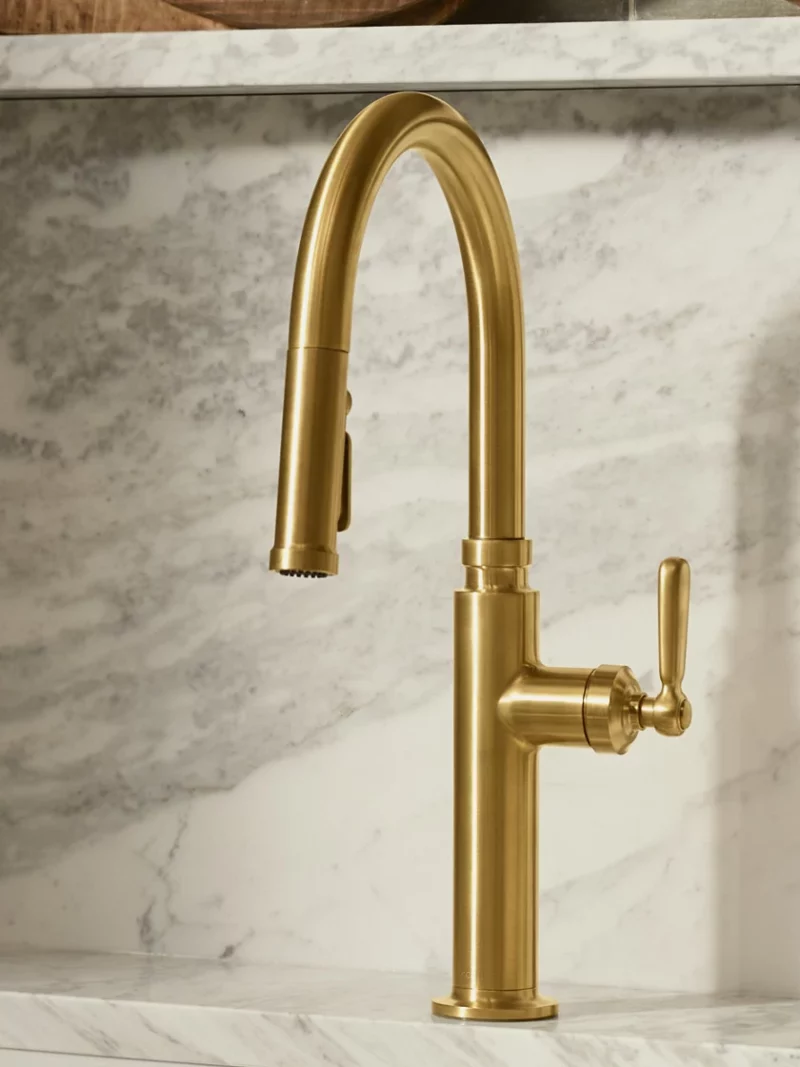 Newport Brass Pull down Single Handle Kitchen Faucet with Deck