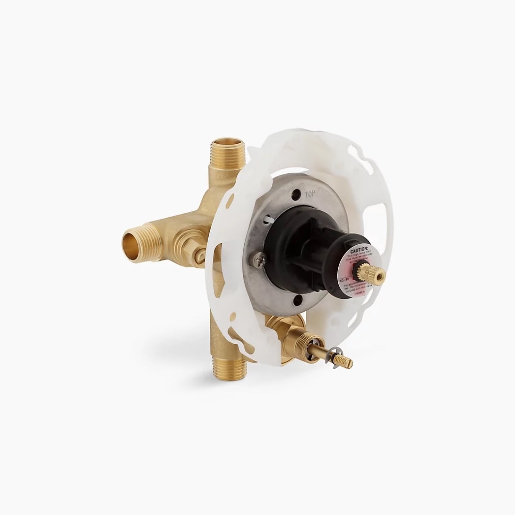 KOHLER Rite-Temp® 1/2" pressure-balancing valve with push-button diverter and screwdriver stops