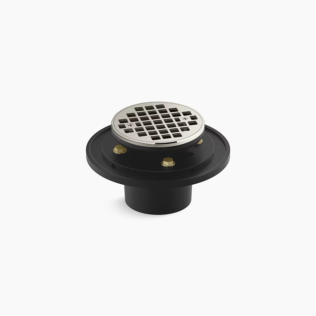 KOHLER Clearflo Round brass tile-in shower drain - Vibrant Polished Nickel