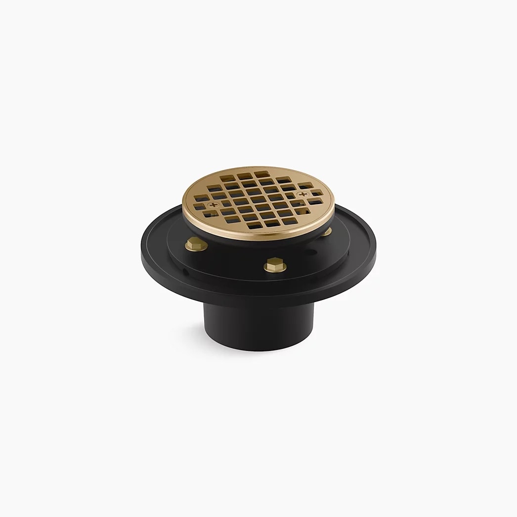 KOHLER Clearflo Round brass tile-in shower drain - Vibrant Brushed Moderne Brass