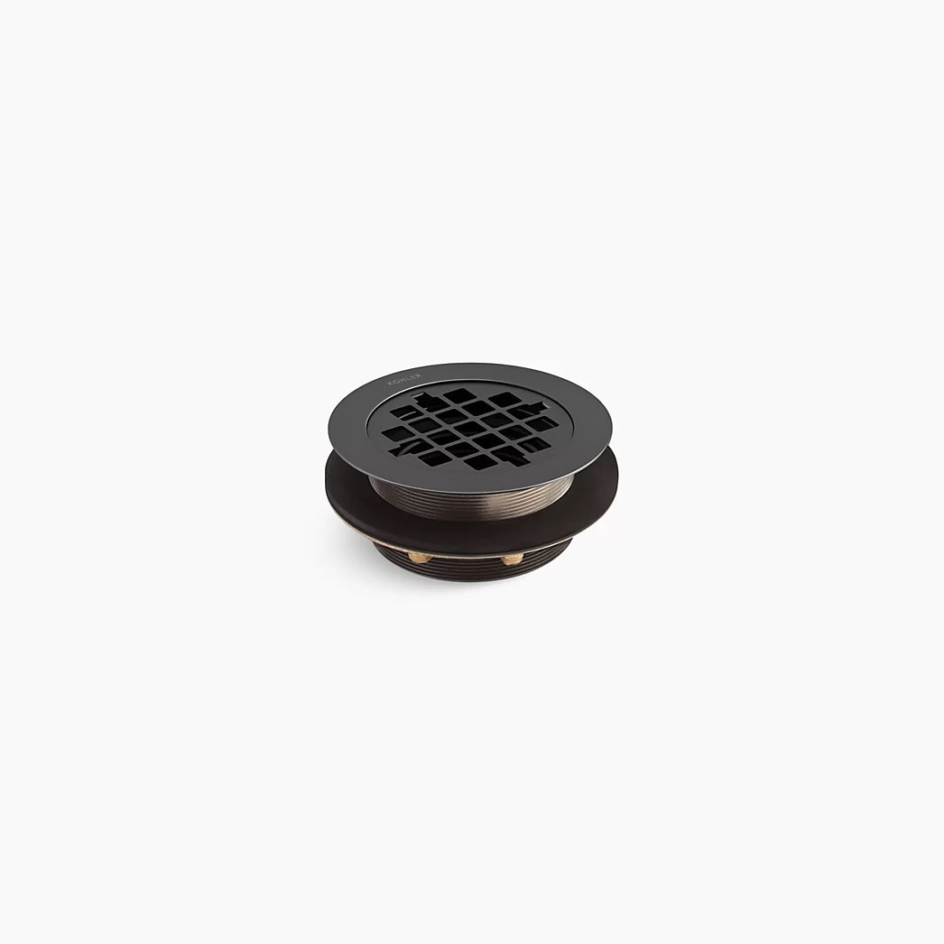 KOHLER Round shower drain for use with plastic pipe, gasket included - Matte Black