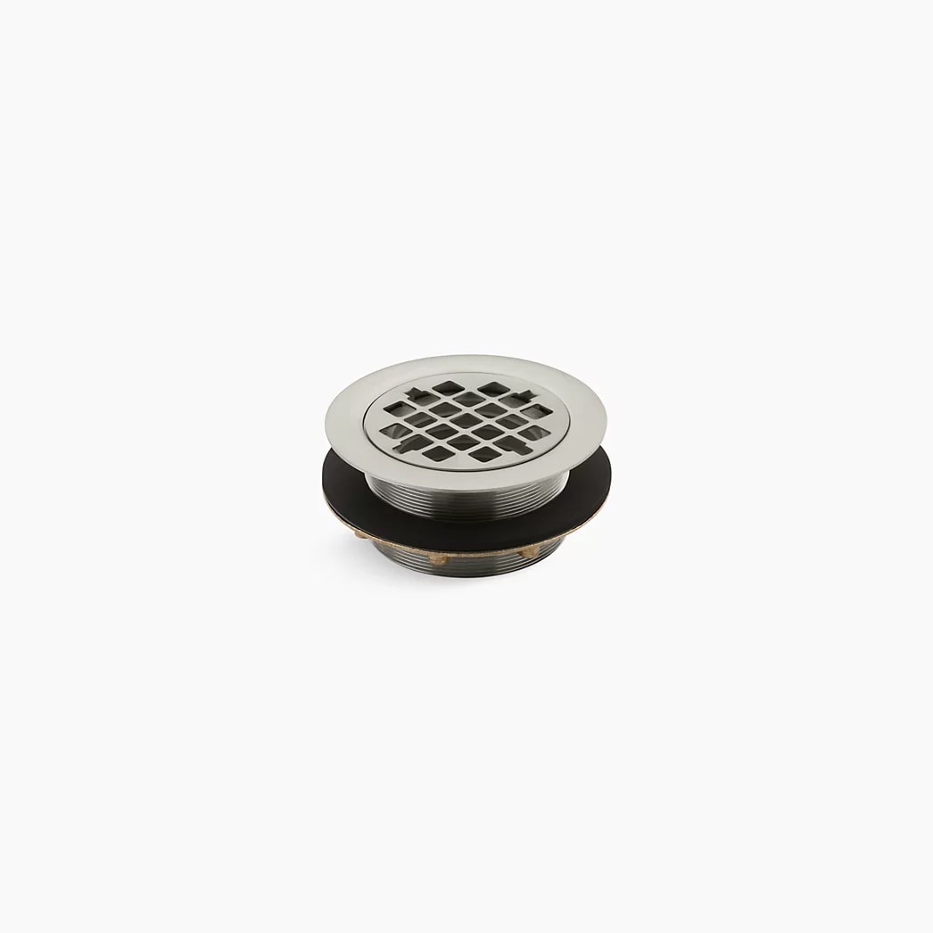 KOHLER Round shower drain for use with plastic pipe, gasket included - Vibrant Brushed Nickel