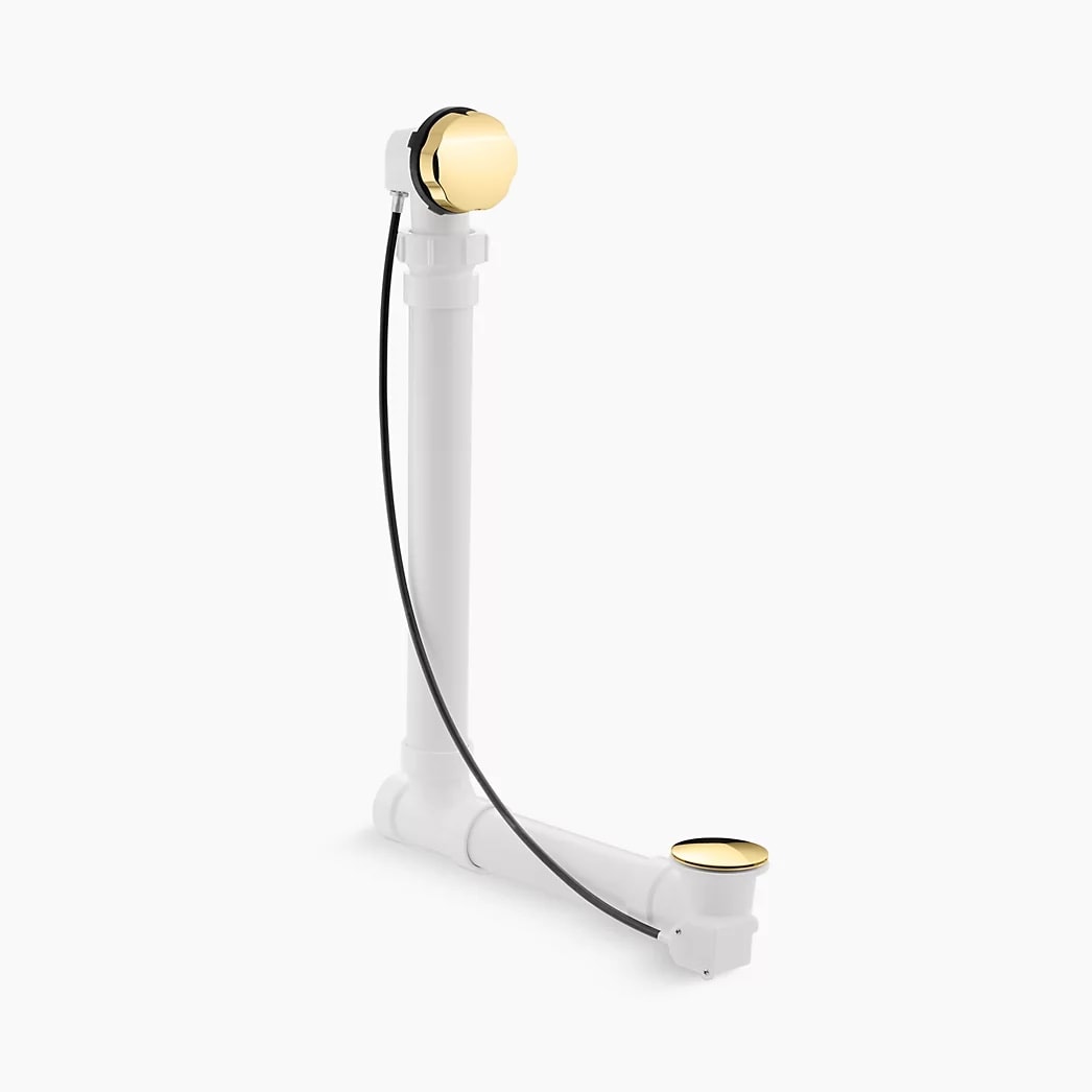 KOHLER Clearflo Cable bath drain with PVC tubing - Vibrant Polished Brass
