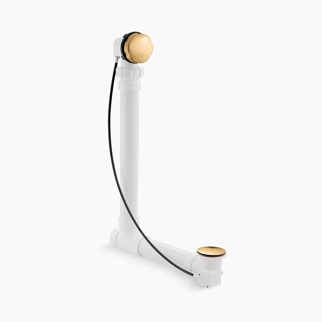 KOHLER Clearflo Cable bath drain with PVC tubing - Vibrant Brushed Moderne Brass