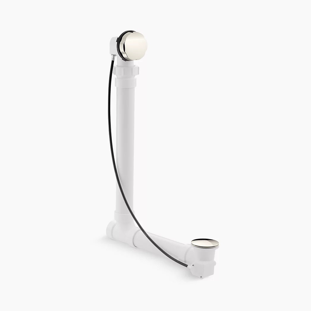 KOHLER Clearflo Cable bath drain with PVC tubing - Vibrant Polished Nickel