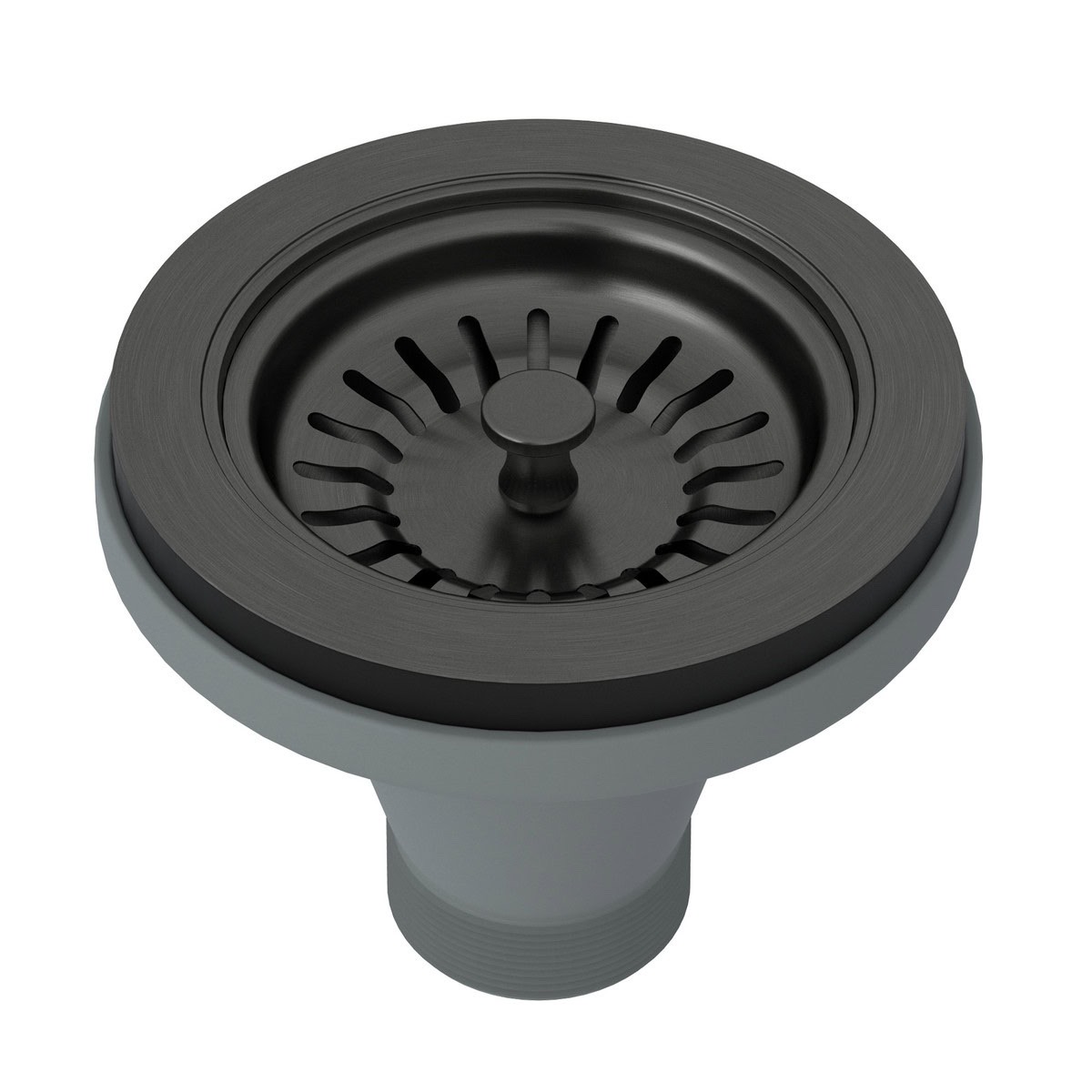 ROHL CANADA Manual Basket Strainer Without Remote Pop-Up - Black Stainless Steel