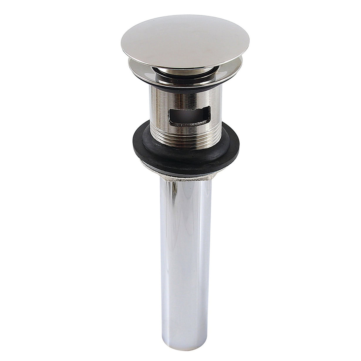KINGSTON BRASS Modern Push Pop-Up Bathroom Sink Drain with Overflow, 22 Gauge - Polished Nickel