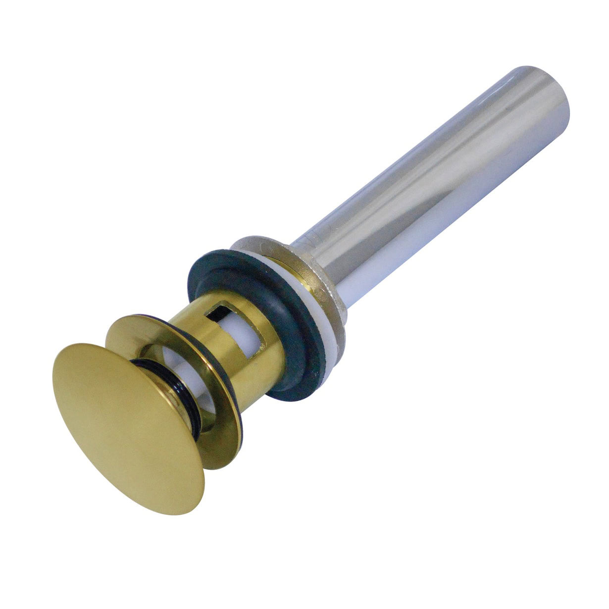 KINGSTON BRASS Modern Push Pop-Up Bathroom Sink Drain with Overflow, 22 Gauge - Brushed Brass