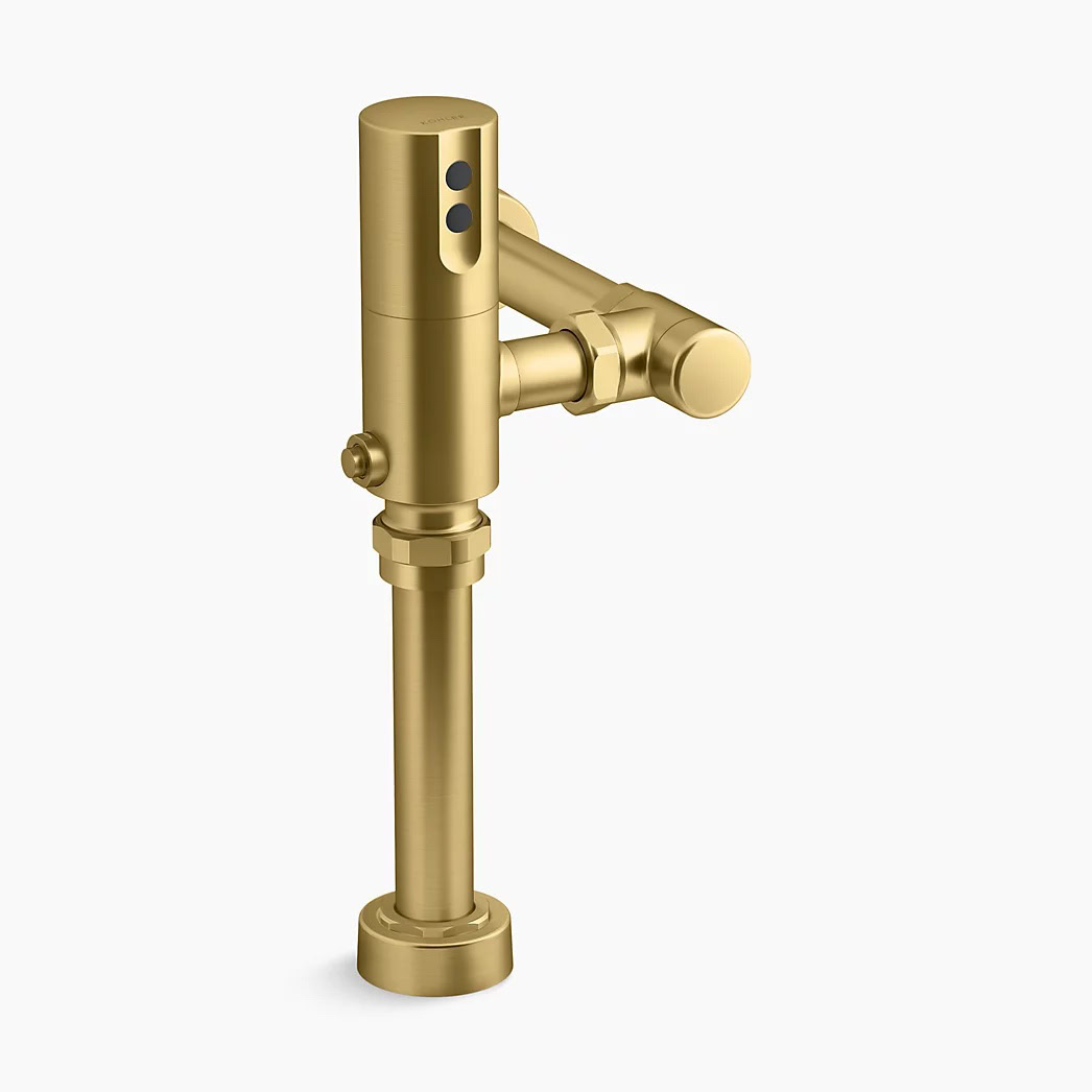 KOHLER Mach® Tripoint® Touchless toilet flushometer, DC-powered, 1.28 gpf - Vibrant Brushed Moderne Brass