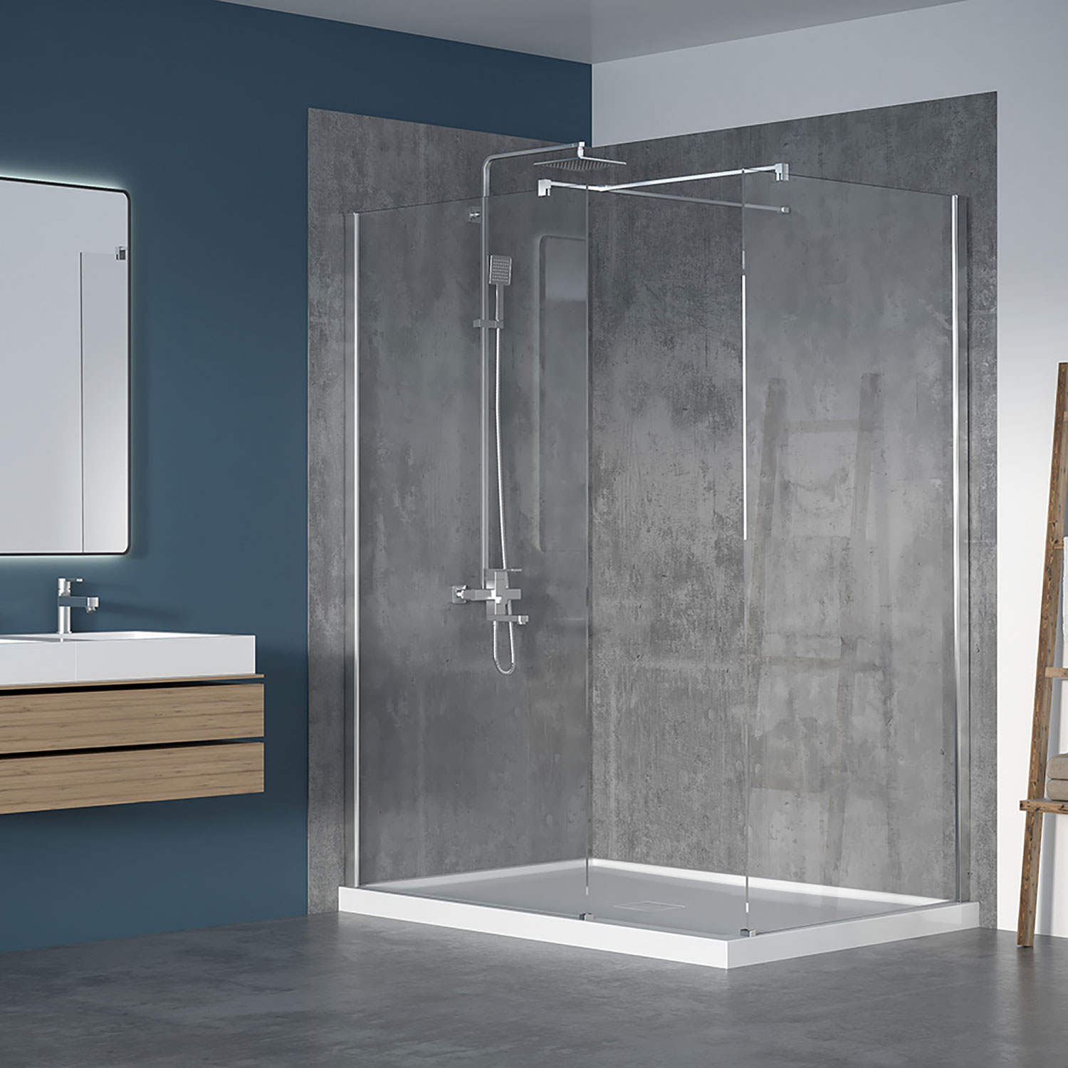 KDWL420042DSTX21 Zitta Shower Screen Walk in 4242 Screen Chrome Clear TAPS DEPOT.LTD