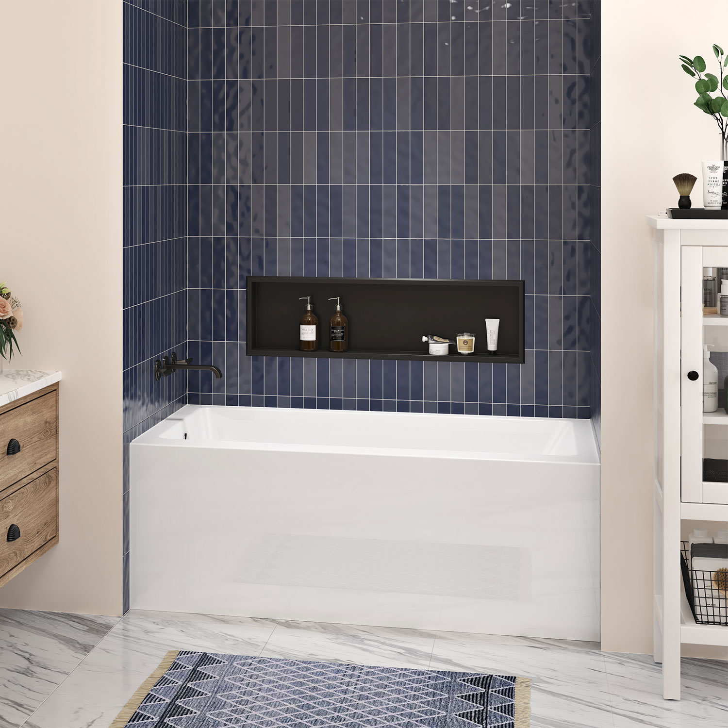 BY16030TA0L1 Zitta Bathtub Baya Skirt Alcove 60 LeftDrain GlossyWhite TAPS DEPOT.LTD