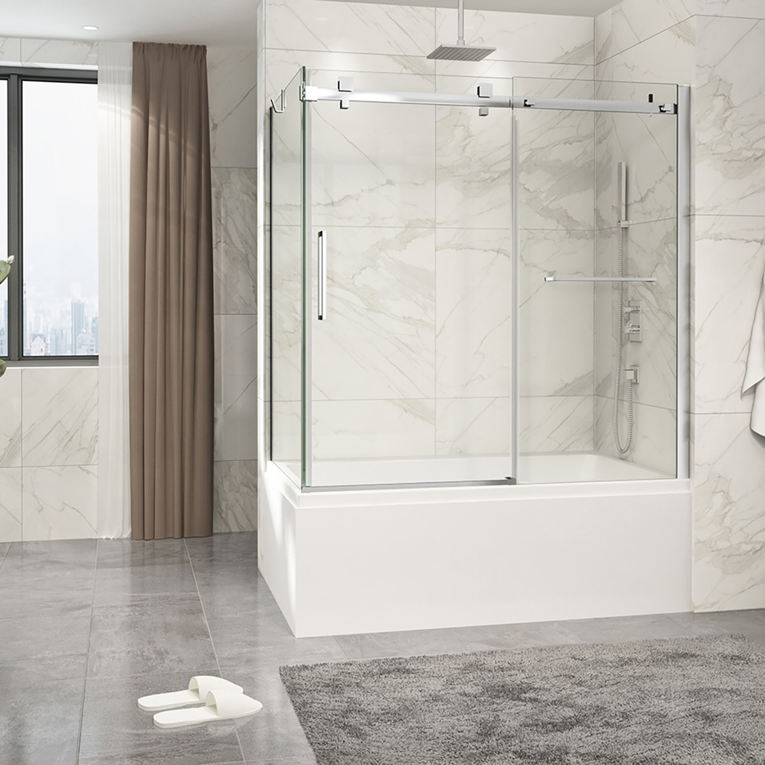 KDP2603200BSTC21_Zitta_Bathtub-Door_Piazza2_6032_Corner_CHR&CHR_Clear