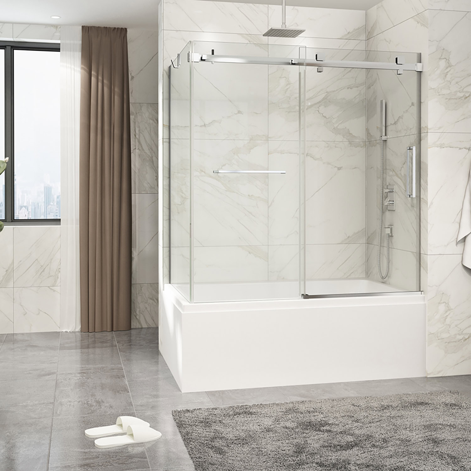 KDP2603200VSTC21_Zitta_Bathtub-Door_Piazza2_6032_Corner_CHR&CHR_Clear