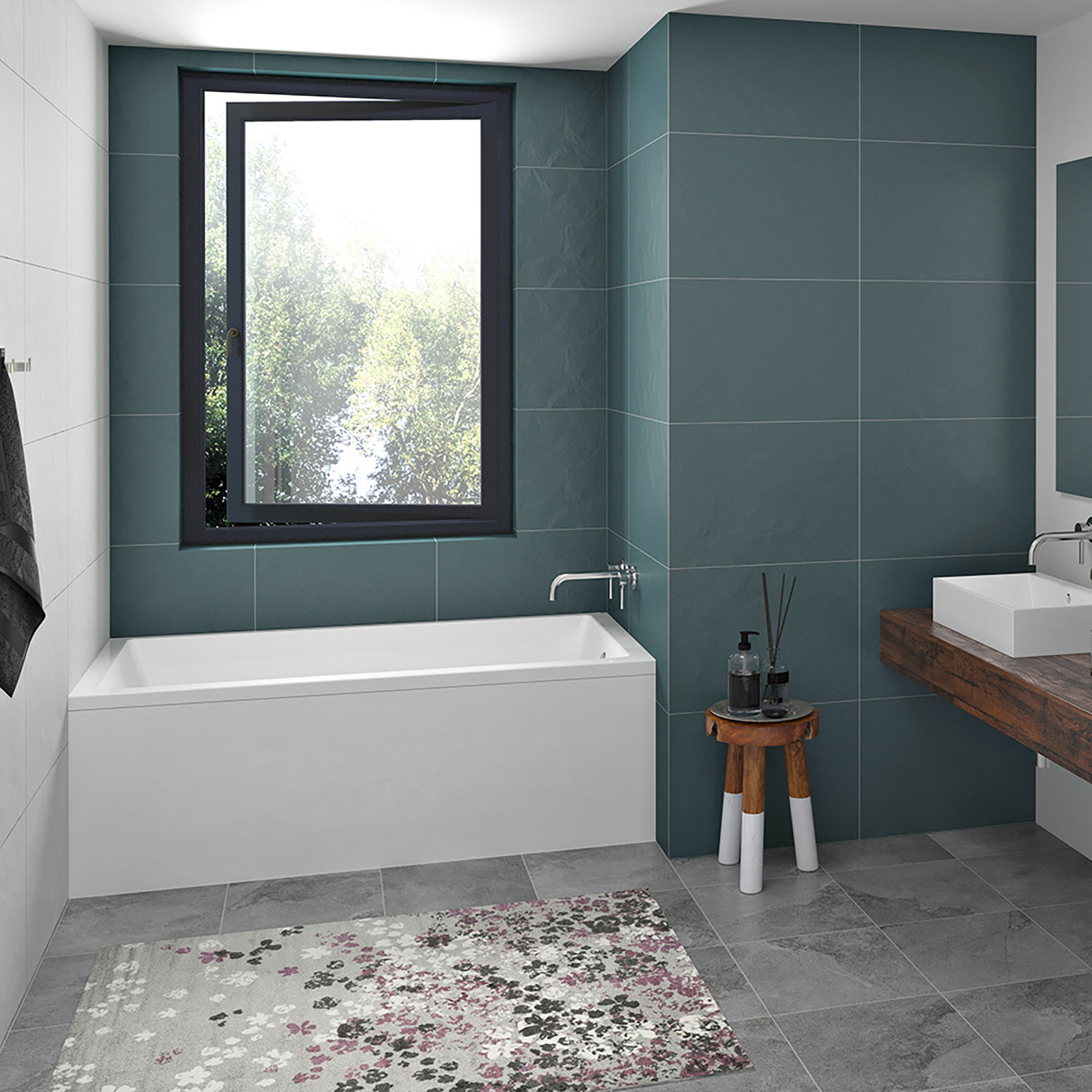 TL16032TA0R1 ZITTA BATHTUB SALAI FREESTANDING ALCOVE 60 RIGHT DRAIN GLOSSY WHITE TAPS DEPOT.LTD