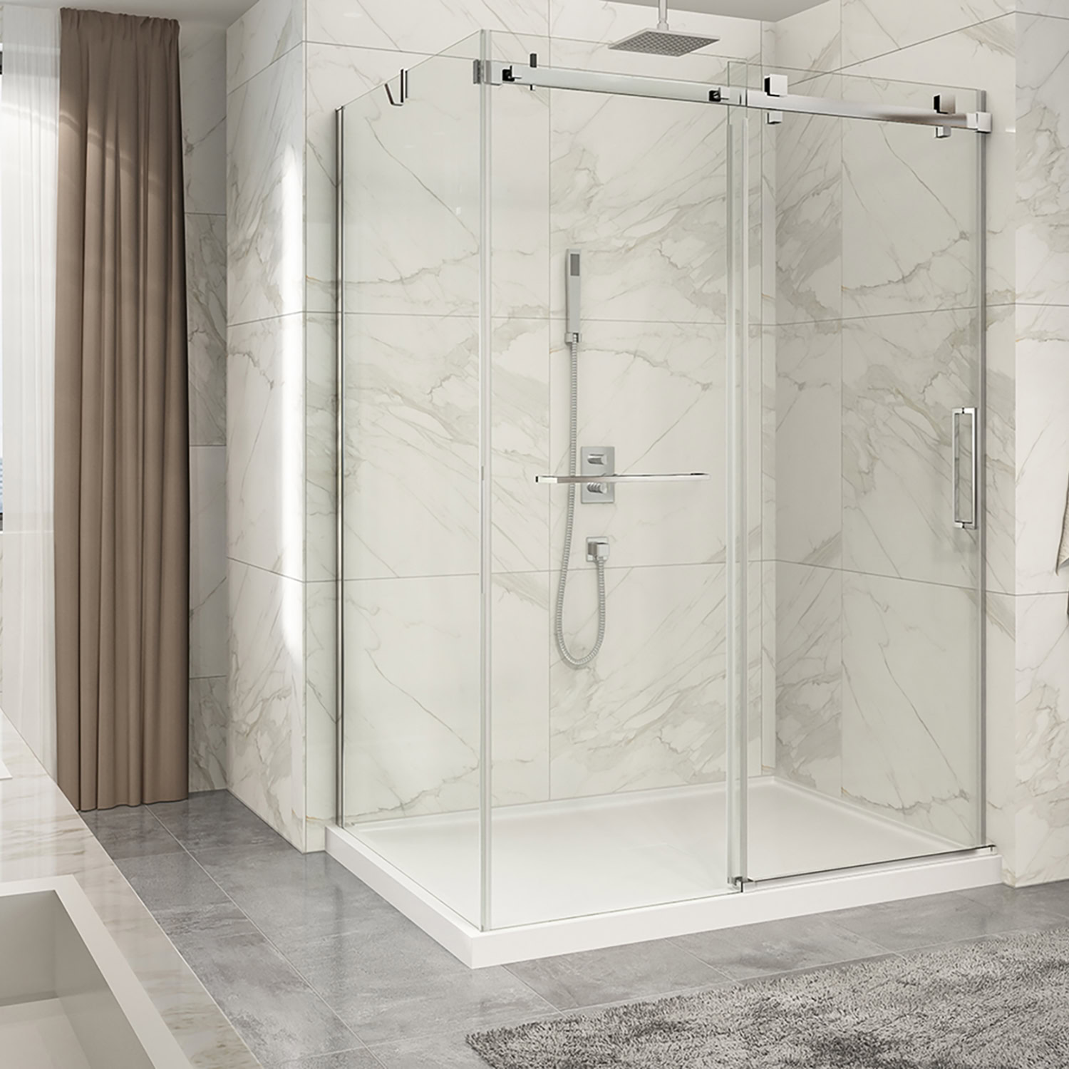 KDP2604200WSTC21 Zitta Shower Door Piazza2 6042 Corner CHRCHR Clear TAPS DEPOT.LTD