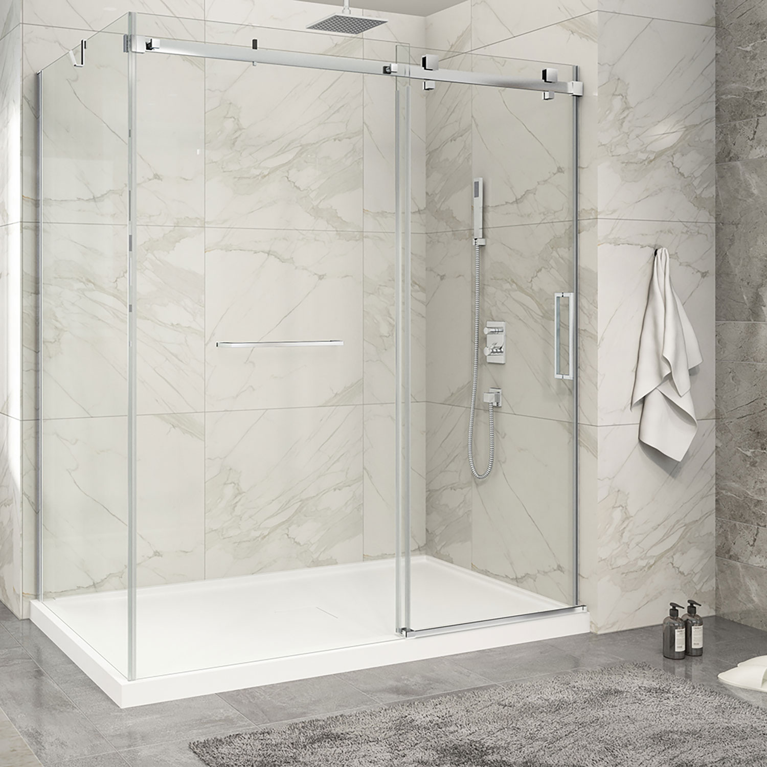 KDP2724200WSTC21 Zitta Shower Door Piazza2 7242 Corner CHRCHR Clear TAPS DEPOT.LTD