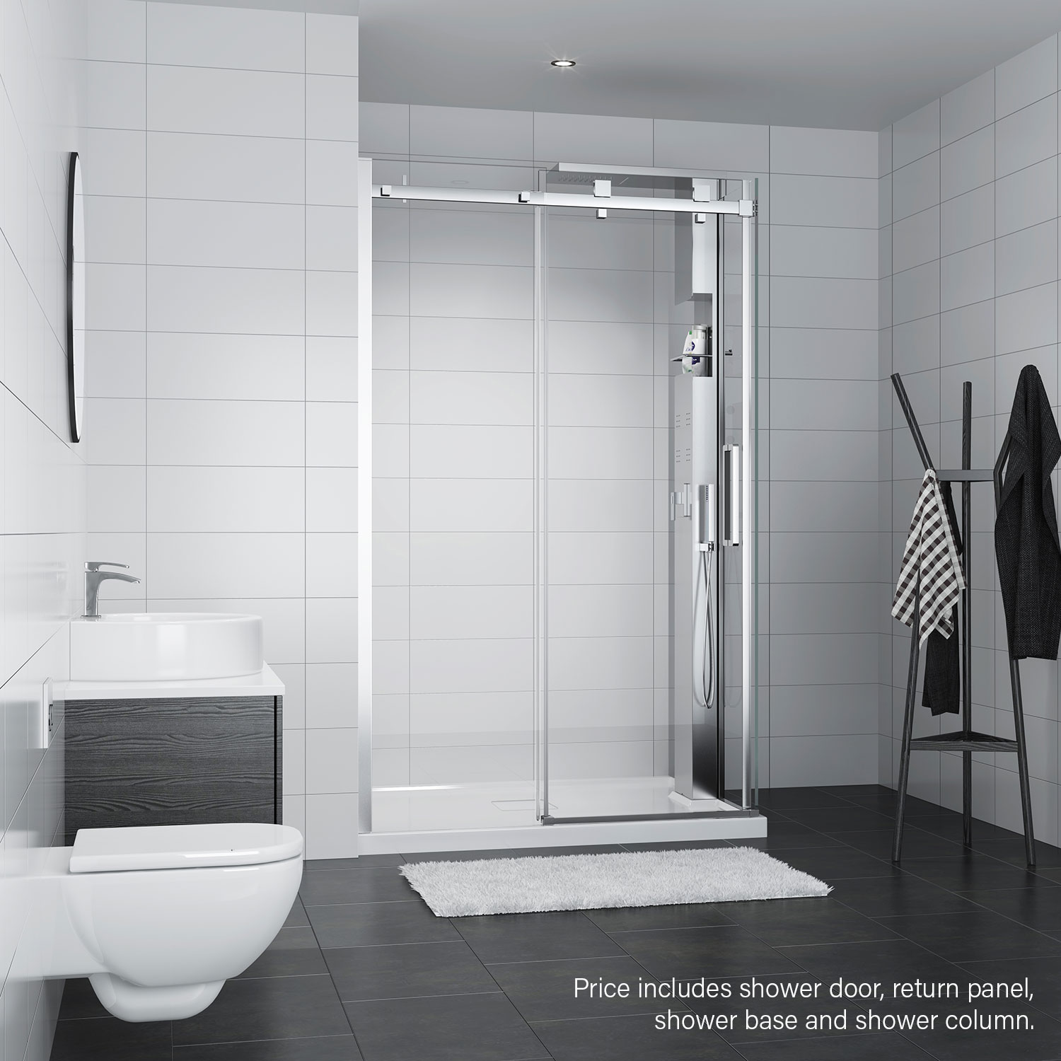 KDPA480036ASTC2B Zitta ShowerDoor Piazza Corner 4836 Column Chrome Clear TAPS DEPOT.LTD